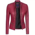 Hot Pink Biker Jacket Front Open Hot Pink Biker Jacket Front Open