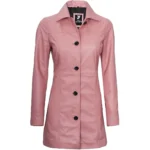 Hot Pink Leather Coat Front Hot Pink Leather Coat Front