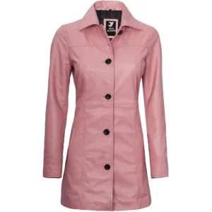 Hot Pink Leather Coat Front