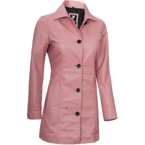 Hot Pink Leather Coat Front Close