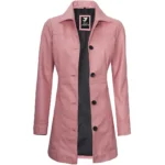Hot Pink Leather Coat Front Open Hot Pink Leather Coat Front Open