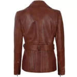 Ladies Chocolate Brown Leather Jacket Back Ladies Chocolate Brown Leather Jacket Back