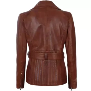Ladies Chocolate Brown Leather Jacket Back