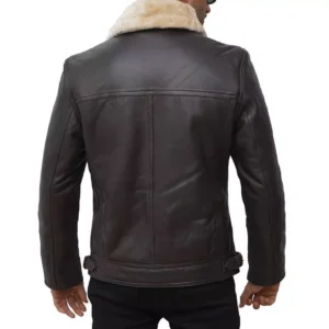 Leather Biker Jacket With Fur Collar Mens Back