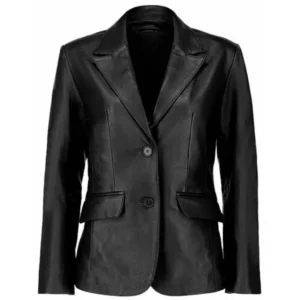 Leather Blazer For Women Front