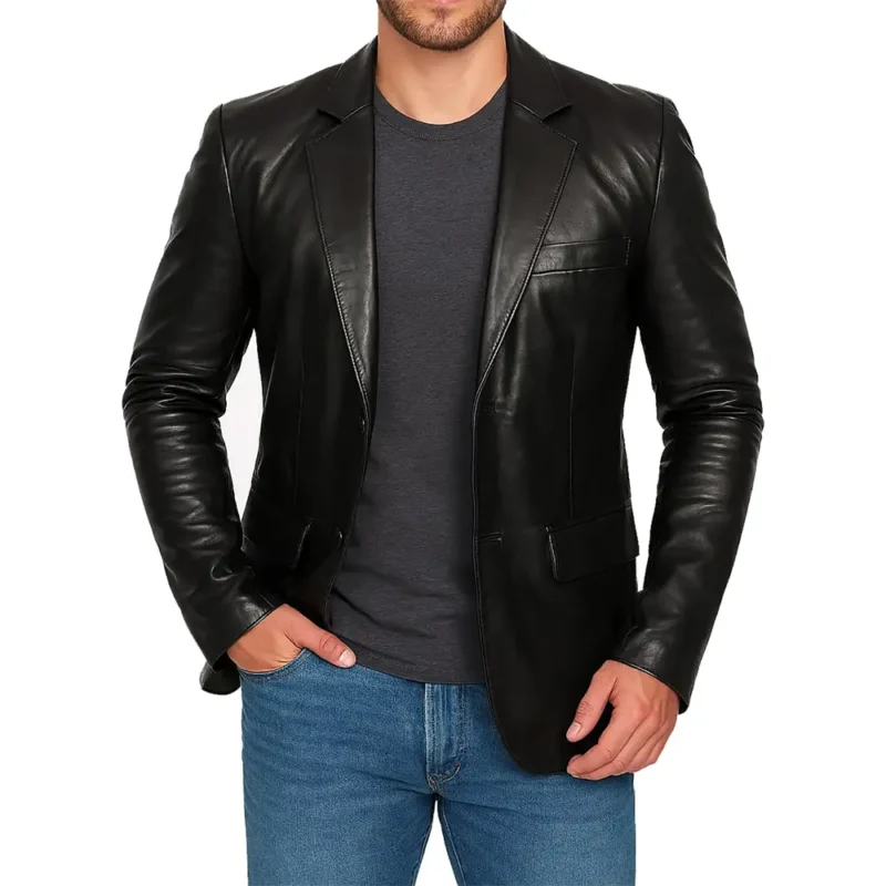 Leather Blazer Men
