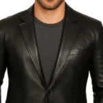 Genuine Leather Mens Black Blazer