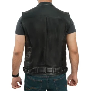 Leather Motorcycle Vests For Men Back