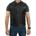 Leather Motorcycle Vests For Men Front Leather Motorcycle Vests For Men Front