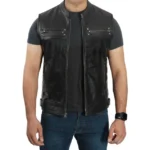 Leather Motorcycle Vests For Men Front Open Leather Motorcycle Vests For Men Front Open