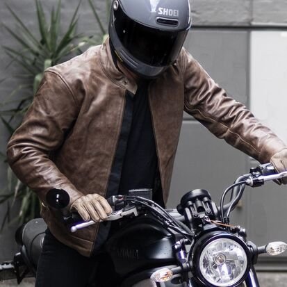 Leather Jacket Motorcycle Brown