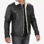 Men Shearling Leather Jacket Left