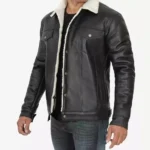 Men Shearling Leather Jacket Right
