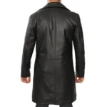 Mens 3-4 Length Black Leather Coat Back Mens 3-4 Length Black Leather Coat Back