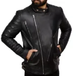 Mens Black Leather Motorcycle Jacket Left Close Mens Black Leather Motorcycle Jacket Left Close