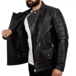 Mens Black Leather Motorcycle Jacket Right Open Mens Black Leather Motorcycle Jacket Right Open