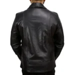 Mens Black Leather Sheepskin Jacket Back Mens Black Leather Sheepskin Jacket Back