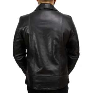 Mens Black Leather Sheepskin Jacket Back