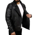 Mens Black Leather Sheepskin Jacket Left Mens Black Leather Sheepskin Jacket Left
