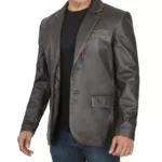 Mens Brown Leather Blazer Right Mens Brown Leather Blazer Right