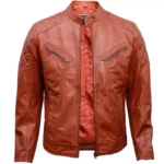 Mens Brown Quilted Jacket Front Open Mens Brown Quilted Jacket Front Open