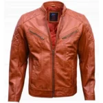 Mens Brown Quilted Jacket Front Side Mens Brown Quilted Jacket Front Side