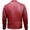 Men's Red Quilted Cafe Racer Leather Jacket Men's Red Quilted Cafe Racer Leather Jacket