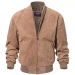 Mens Suede Bomber Jacket Front Mens Suede Bomber Jacket Front