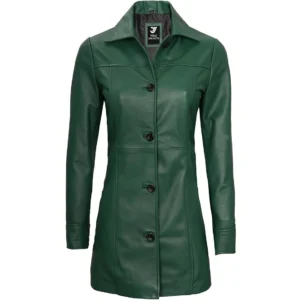 Olive Green Coat Womens Front