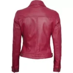 Pink Leather Trucker Jacket Back Pink Leather Trucker Jacket Back