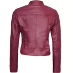 Pink Moto Leather Jacket Back Pink Moto Leather Jacket Back