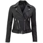 Real Black Leather Jacket Front Real Black Leather Jacket Front