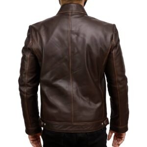 Real Leather Biker Jacket Back
