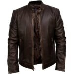 Real Leather Biker Jacket Front Open Real Leather Biker Jacket Front Open