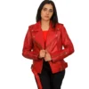 Red Leather Biker Jacket Womens Red Leather Biker Jacket Womens