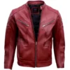 Red Quilted Cafe Racer Jacket Red Quilted Cafe Racer Jacket