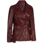 Vintage Burgundy Leather Jacket Left