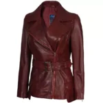 Vintage Burgundy Leather Jacket Right