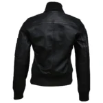 Womens Black Bomber Jacket Back Womens Black Bomber Jacket Back