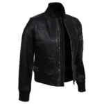 Womens Black Bomber Jacket Left Womens Black Bomber Jacket Left
