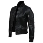 Womens Black Bomber Jacket Right Womens Black Bomber Jacket Right