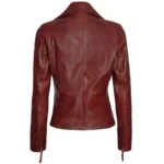 Womens Brown Biker Jacket Back Womens Brown Biker Jacket Back