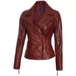Womens Brown Biker Jacket Right Womens Brown Biker Jacket Right
