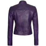 Womens Purple Biker Jacket Back