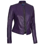 Womens Purple Biker Jacket Left