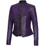 Womens Purple Biker Jacket Right