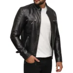 mens-black-racer-jacket Black Leather Racer Jacket