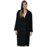Black Double Breasted Coat For Ladies Front Black Double Breasted Coat For Ladies Front