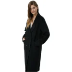 Black Double Breasted Coat For Ladies Right