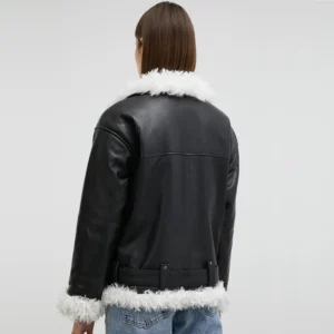 Black Faux Fur Ladies Jacket Back